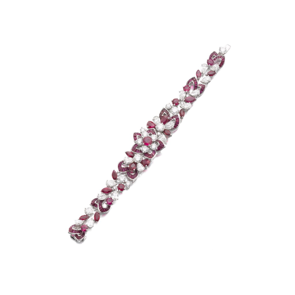 View full screen - View 1 of Lot 236. Ruby and diamond bracelet | 格拉夫 紅寶石及鑽石手鏈.