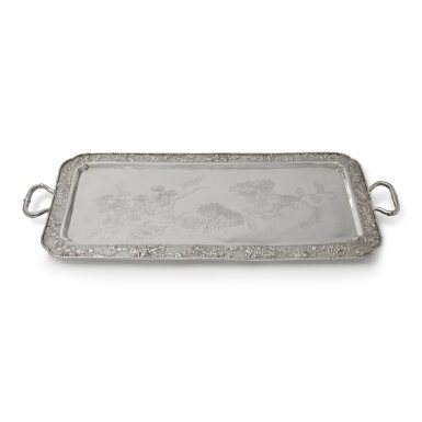 View full screen - View 1 of Lot 362. A Chinese Export Silver Two-Handled Tray, Luen Hing, Shanghai, Early 20th Century.