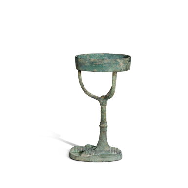 View full screen - View 1 of Lot 764. A bronze 'goose foot' lamp, Eastern Han dynasty | 東漢 青銅雁足燈.