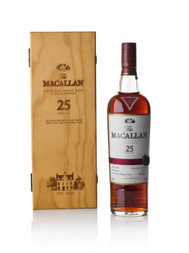 View full screen - View 1 of Lot 2. The Macallan 25 Year Old Sherry Cask Pink Ribbon 43.0 abv NV .