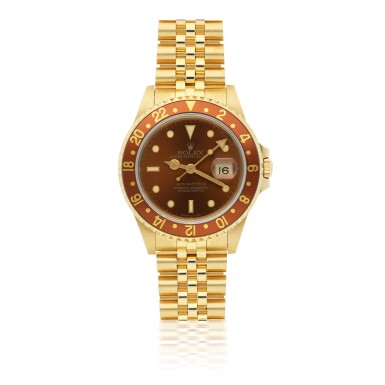 View full screen - View 1 of Lot 161. ROLEX | GMT-MASTER II REF 16718, A YELLOW GOLD AUTOMATIC DUAL TIME WRISTWATCH WITH DATE AND BRACELET CIRCA 1990.