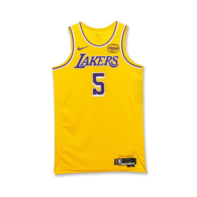 View full screen - View 1 of Lot 77. Deandre Ayton Los Angeles Lakers 2025-2026 NBA Tip-Off Game Worn Icon Edition Jersey | Lakers Debut.
