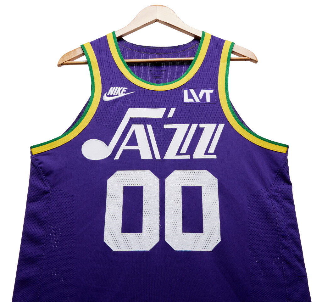 View full screen - View 1 of Lot 138. Jordan Clarkson Utah Jazz 2023-2024 Game Worn Classic Edition Jersey | Double-Double.