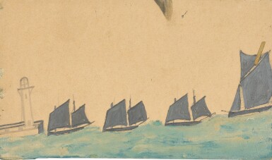 View full screen - View 1 of Lot 207. Four Sailing Boats and Pier Head.