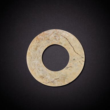 View full screen - View 1 of Lot 7802. A celadon jade disc, huan, Neolithic period, Longshan culture | 新石器時代 龍山文化 玉環.