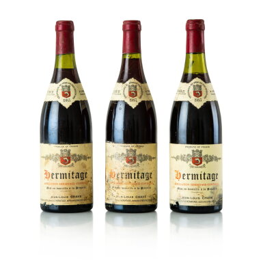 View full screen - View 1 of Lot 344. Hermitage Rouge 1983 Jean-Louis Chave (3 BT).
