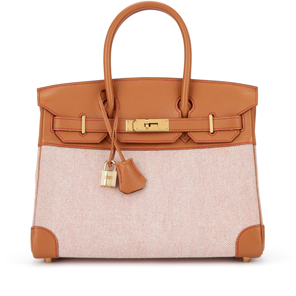 View full screen - View 1 of Lot 1519. Vintage Gold Gulliver and Toile Birkin 30 Gold Hardware, 1996.