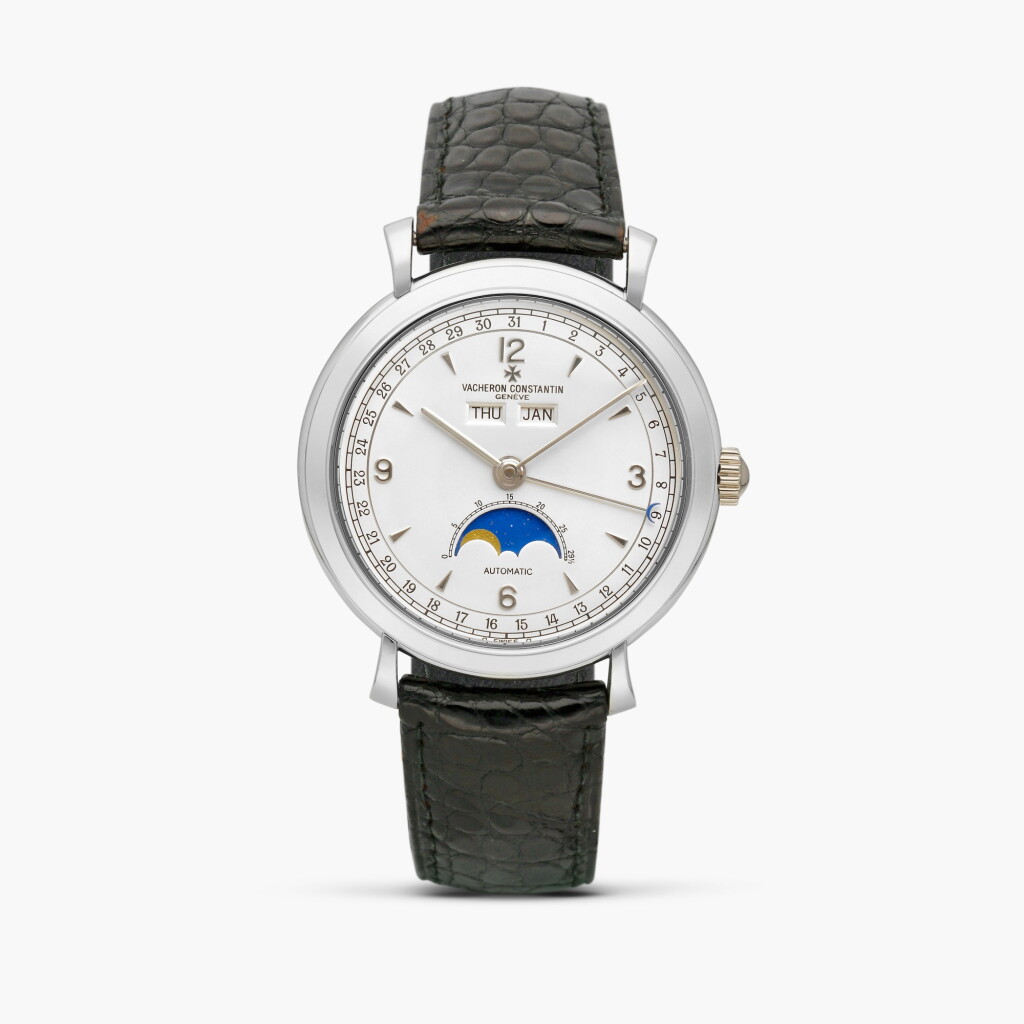 View full screen - View 1 of Lot 2569. Historiques, Reference 47050 | A platinum triple calendar wristwatch with moon phases, Circa 1995.