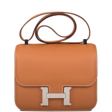 View full screen - View 1 of Lot 99. Hermès Gold Constance 24cm of Evercolor Leather with Palladium Hardware.