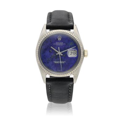 View full screen - View 1 of Lot 18. Reference 1601 Datejust A white gold automatic wristwatch with date and lapis lazuli dial, Circa 1977 .
