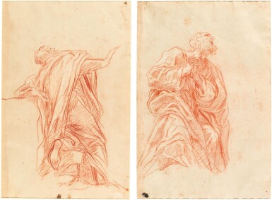 View full screen - View 1 of Lot 34. BALDASSARE FRANCESCHINI, CALLED IL VOLTERRANO | TWO STUDIES OF KNEELING APOSTLES.