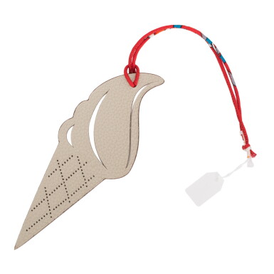 View full screen - View 1 of Lot 83. Hermès Gris and Marron Petit H Ice Cream Charm of Calfskin Leather.