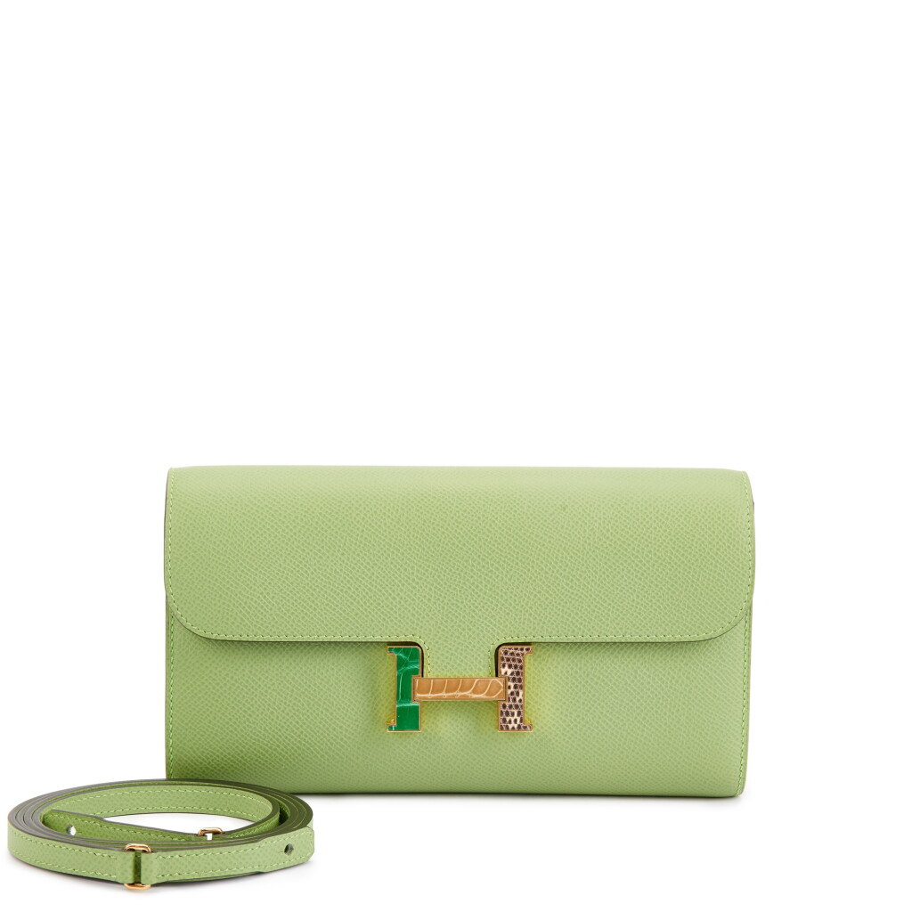 View full screen - View 1 of Lot 3099. Limited Edition Vert Criquet Epsom Constance-To-Go Cactus and Beige Sable Mississippiensis Alligator and Ombre Salvator Lizard Gold Hardware, 2021.