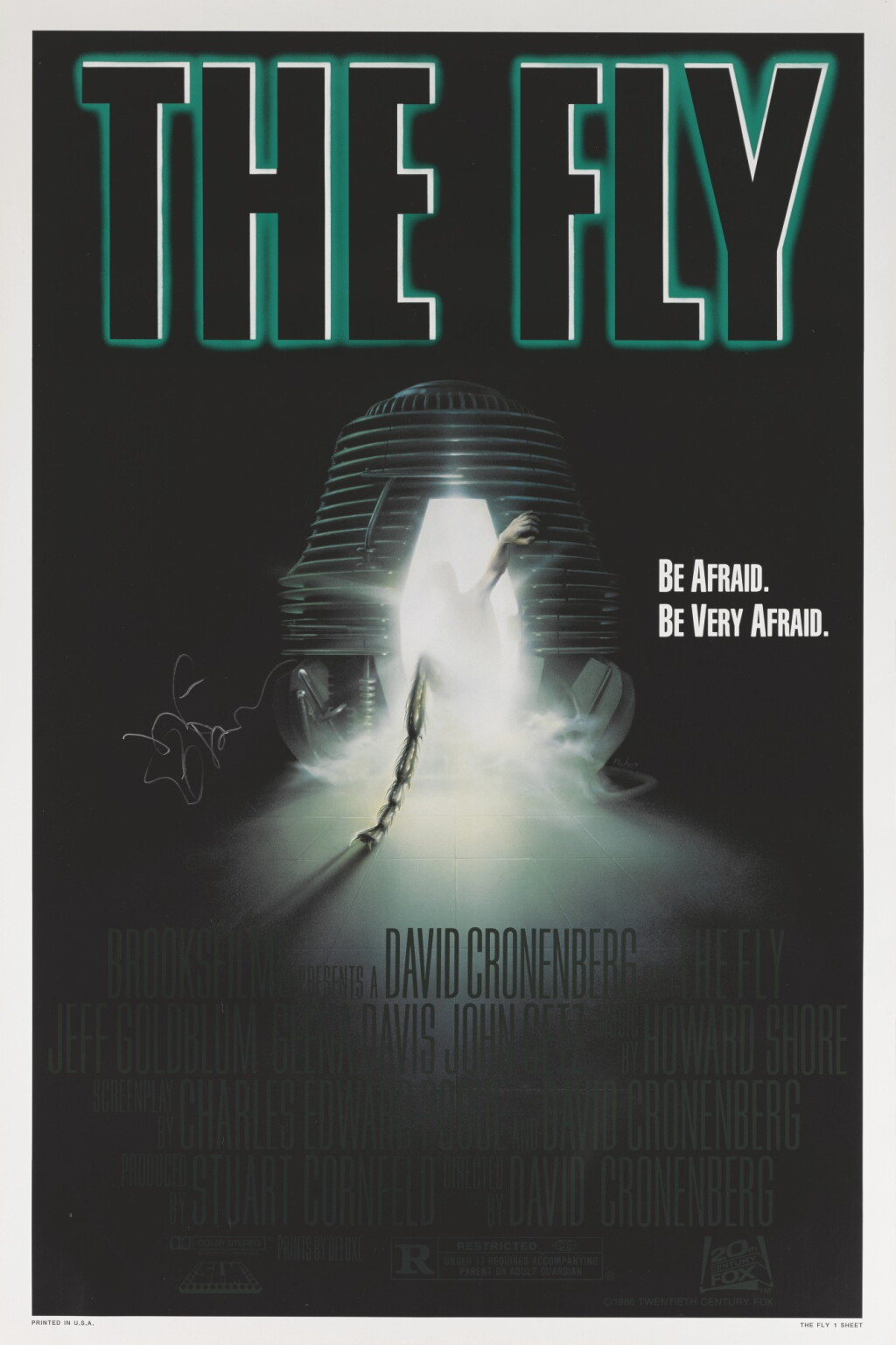 View full screen - View 1 of Lot 189. THE FLY (1986) STYLE A POSTER, US, SIGNED BY JEFF GOLDBLUM.