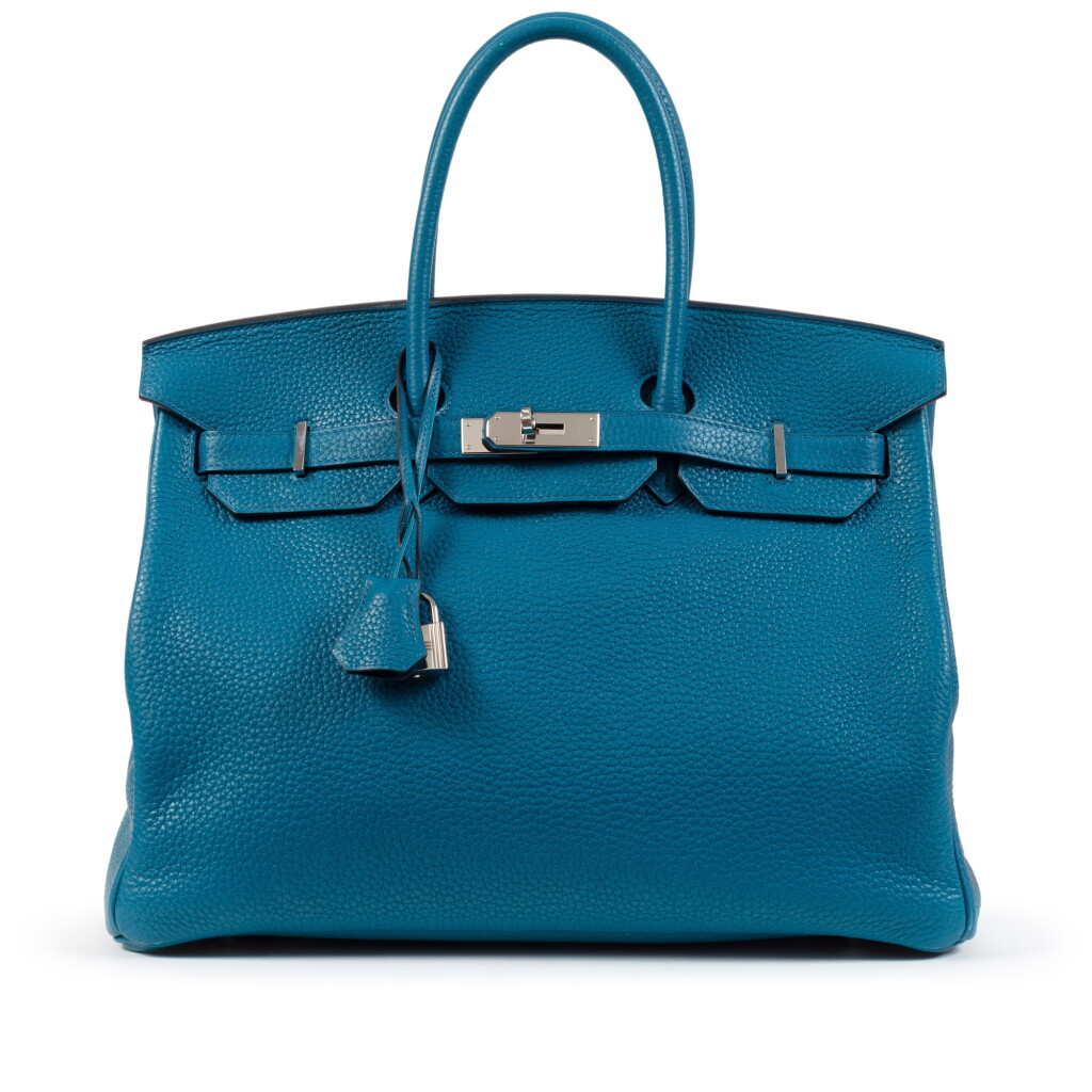 View full screen - View 1 of Lot 636. Bleu Izmir Clémence Birkin 35 Palladium Hardware, 2013.