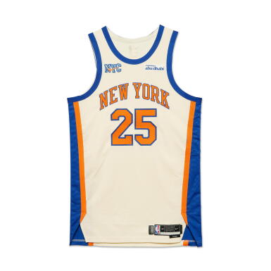 View full screen - View 1 of Lot 15. Mikal Bridges New York Knicks 2025-2026 Game Worn City Edition Jersey.