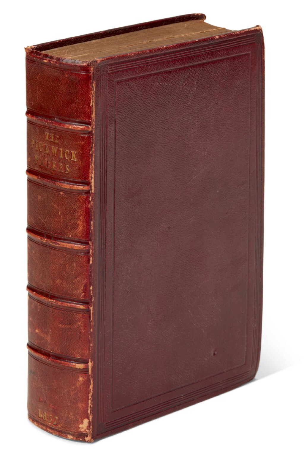 View full screen - View 1 of Lot 23. Dickens, The Posthumous Papers of the Pickwick Club, 1837, first edition in book form, publisher's deluxe binding.