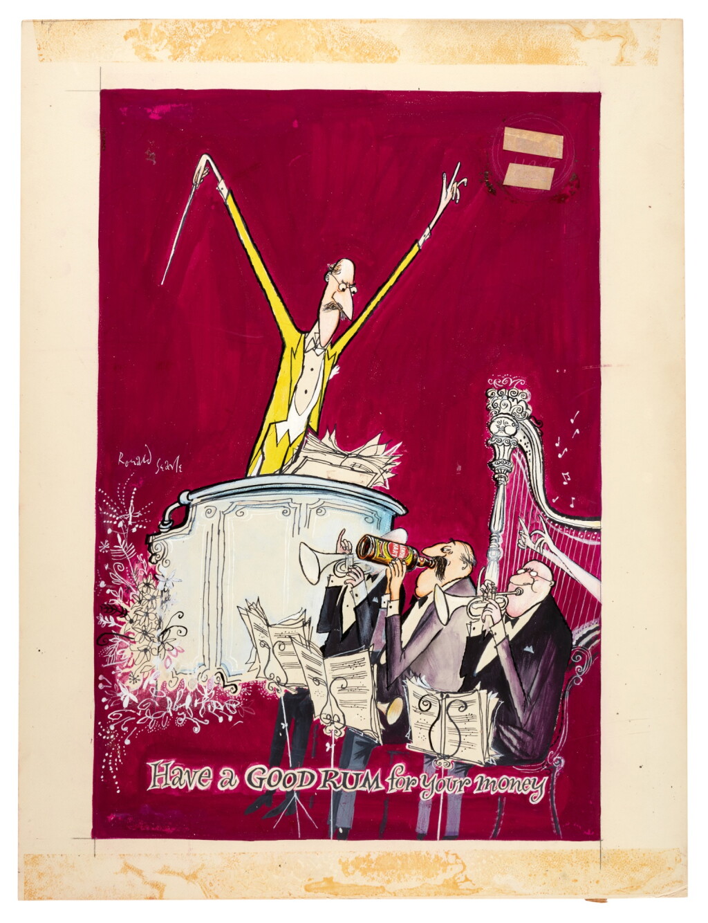View full screen - View 1 of Lot 295. Ronald Searle | Illustration for Lemon Hart rum advertisement, signed by the artist.