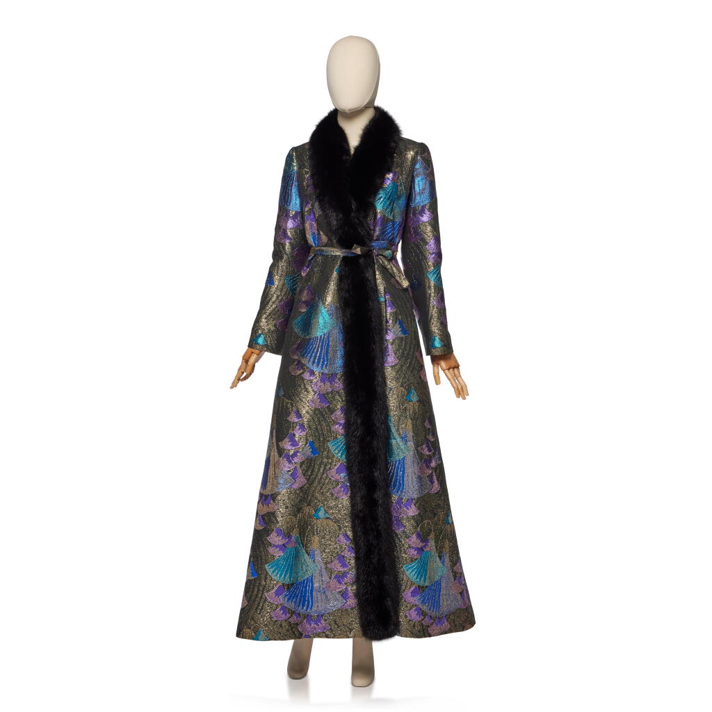 View full screen - View 1 of Lot 32. Haute Couture Brocaded Lamé Coat, Autumn-Winter 1970-71.