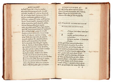 View full screen - View 1 of Lot 128. Oppian, De piscibus, de venatione, Venice, Aldus, 1517, later calf.