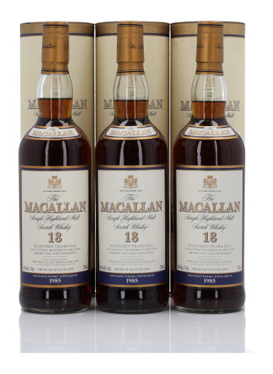 View full screen - View 1 of Lot 21. The Macallan 18 Year Old Sherry Oak 43.0 abv 1985 (3 Bottles 75cl).