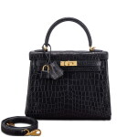 Black Matte Niloticus Crocodile Kelly 25 Retourné Gold Hardware, 2023