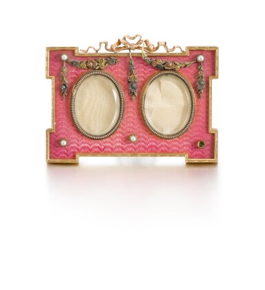 View full screen - View 1 of Lot 238. A Fabergé gold, enamel and pearl miniature frame, workmaster Victor Aarne, St Petersburg, 1899-1904.