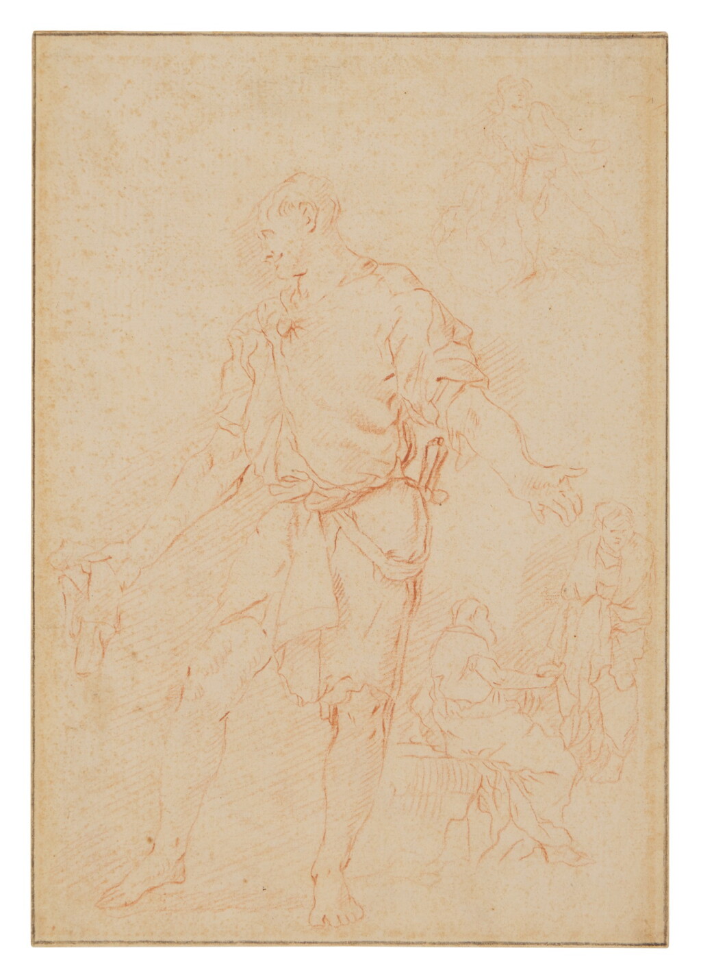 View full screen - View 1 of Lot 290. Study of a man in a tunic with a sword at his side.
