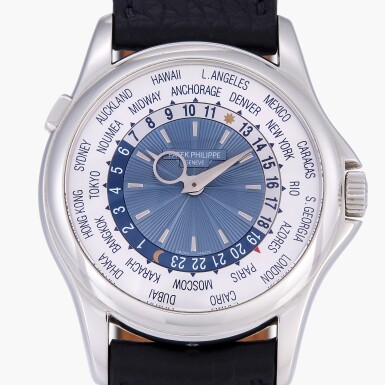 View full screen - View 1 of Lot 10. Reference 5130P-001 | A platinum world time wristwatch | Circa 2010.
