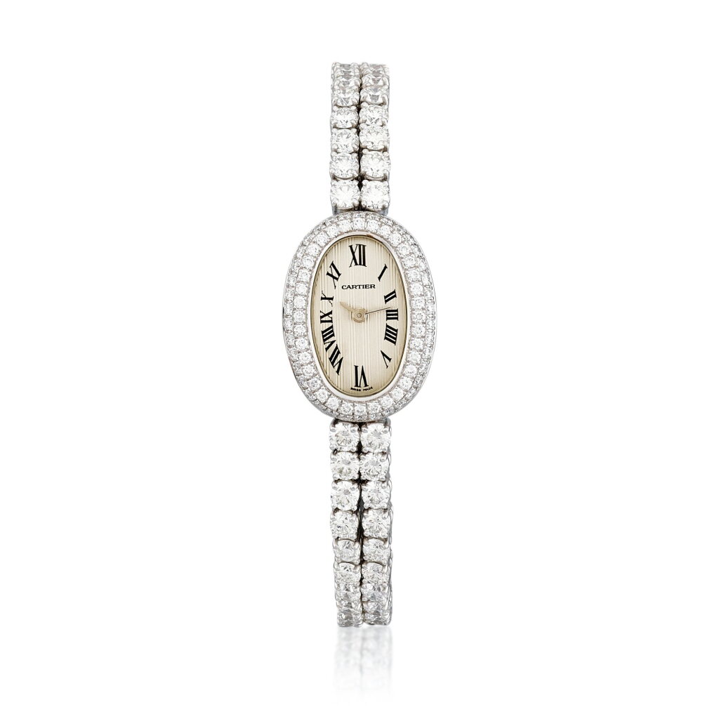 View full screen - View 1 of Lot 2226. Baignoire Mini, Reference 2369 | A white gold and diamond-set bracelet watch, Circa 2001 | 卡地亞 | "Baignoire Mini 型號2369 | 白金鑲鑽石鏈帶腕錶,約2001年製".