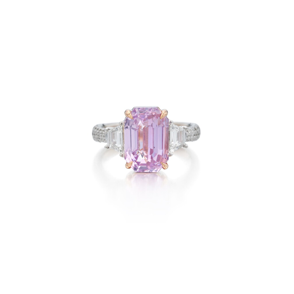View full screen - View 1 of Lot 202. Pink Sapphire and Diamond Ring.