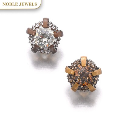 View full screen - View 1 of Lot 305. HEMMERLE | PAIR OF DIAMOND EARRINGS.