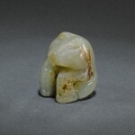 A RARE SMALL JADE FIGURE OF A BEAR, SHANG DYNASTY | 商 玉熊