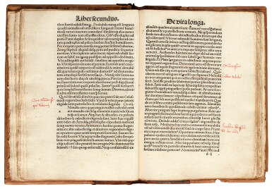 View full screen - View 1 of Lot 191. Ficinus, De triplici vita, Basel, 1498, half calf over wooden boards.