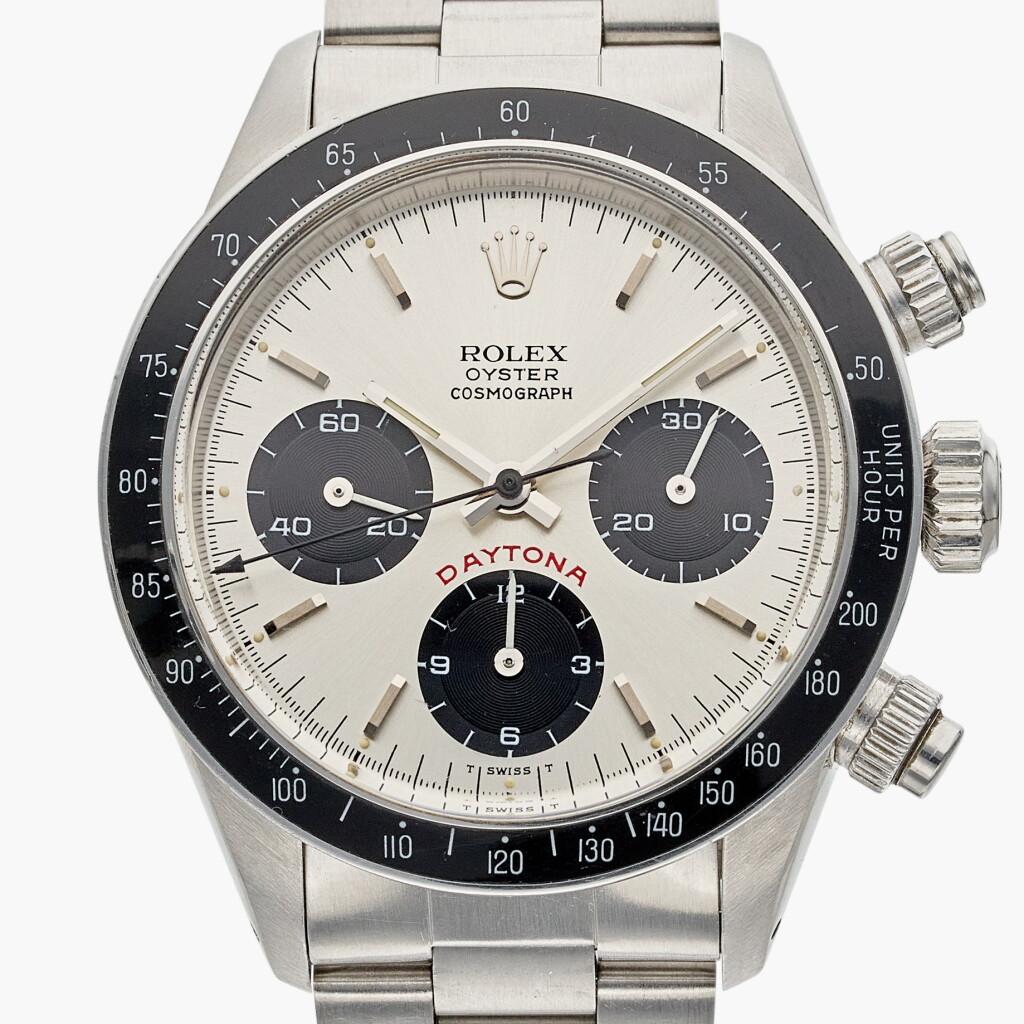 View full screen - View 1 of Lot 332. Reference 6263 ‘Big Red’ Daytona | A stainless steel chronograph wristwatch with bracelet, Circa 1983.