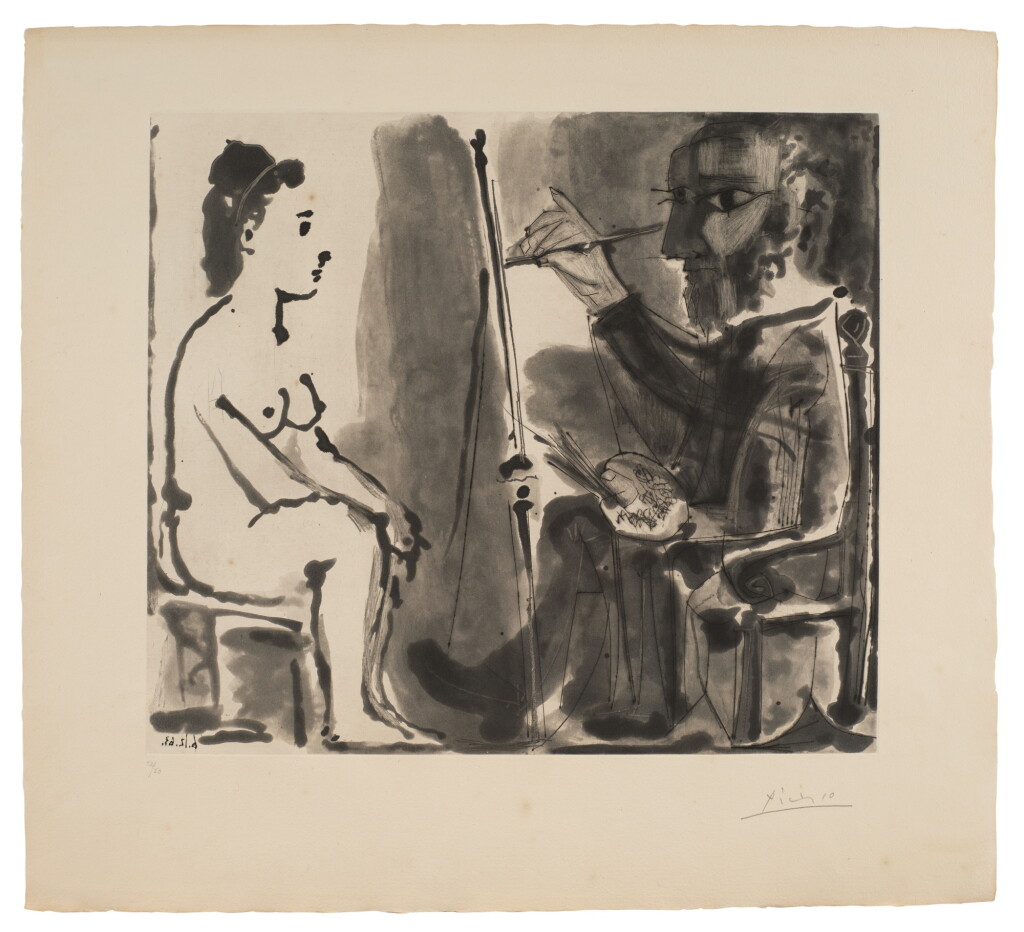 View full screen - View 1 of Lot 117. Peintre et modèle au tabouret (Bloch 1143; Baer 1141).