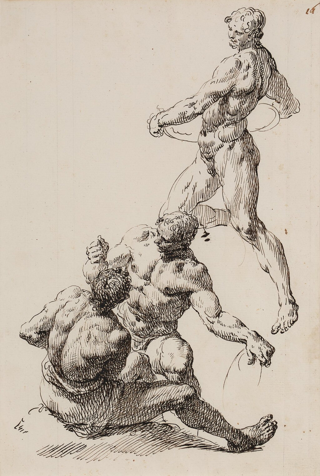 View full screen - View 1 of Lot 741. Study of Three Athletes.
