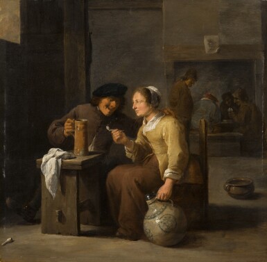 View full screen - View 1 of Lot 126. Peasants smoking and drinking in a tavern.