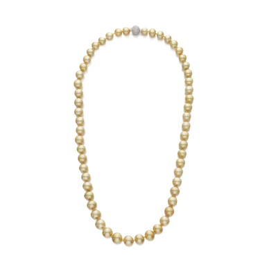 View full screen - View 1 of Lot 401. Cultured Pearl and Diamond Necklace.