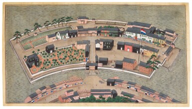 View full screen - View 1 of Lot 115. ATTRIBUTED TO KAWAHARA KEIGA (1786–1860) STUDIO, DESHIMA ISLAND, EDO PERIOD, EARLY 19TH CENTURY.