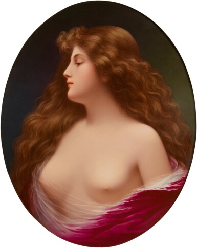 View full screen - View 1 of Lot 420. A Berlin (K.P.M.) Large Oval Plaque, 'Erblüth', Late 19th Century.