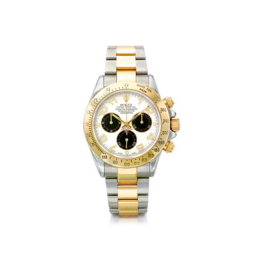 View full screen - View 1 of Lot 1062. ROLEX | REF 116523 DAYTONA, A STAINLESS STEEL AND YELLOW GOLD CHRONOGRAPH WRISTWATCH WITH BRACELET, CIRCA 2003 | 勞力士 |116523型號「DAYTONA」精鋼及黃金計時鍊帶腕錶,年份約2003.