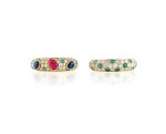 Two gem set and diamond rings | Deux bagues pierres de couleur et diamants