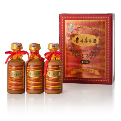 View full screen - View 1 of Lot 7177. 2002年產15年貴州茅台酒 Kweichow Moutai Aged 15 Years 2002 (3 BT50).