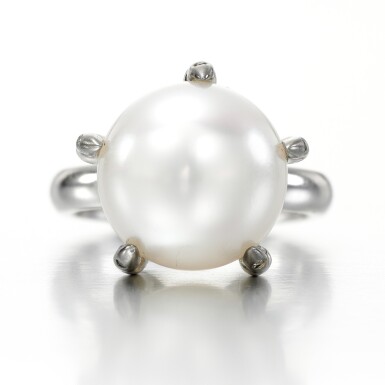 View full screen - View 1 of Lot 42. Cultured pearl ring, 'Ball Crusher'.