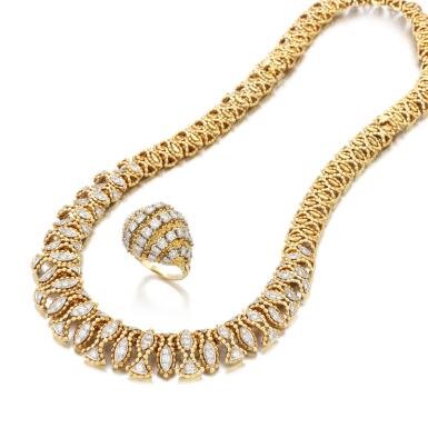 View full screen - View 1 of Lot 147. Van Cleef & Arels, diamond necklace and ring (Anello e collana in diamanti, Van Cleef & Arpels) .