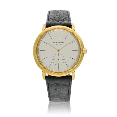 View full screen - View 1 of Lot 229. Reference 3454 A yellow gold wristwatch with 'reeded' bezel, Made in 1962.