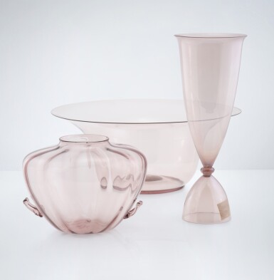 View full screen - View 1 of Lot 121. Two amethist vases and one bowl.