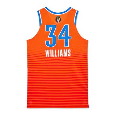 View full screen - View 1 of Lot 33. Kenrich Williams Oklahoma City Thunder 2024-2025 Emirates NBA Cup Finals Game Worn Statement Edition Jersey | Matched to 2 Games.