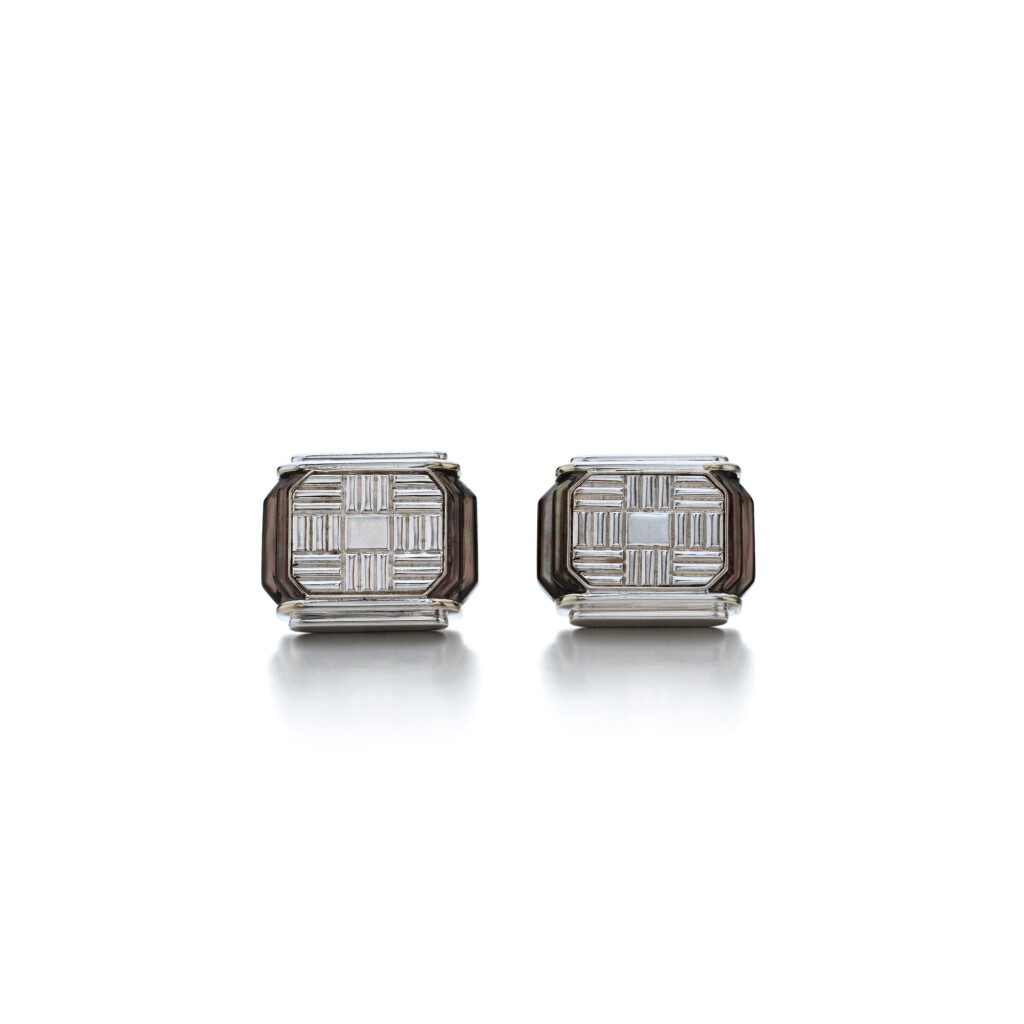 View full screen - View 1 of Lot 320. Pair of Gold and Obsidian Cufflinks.